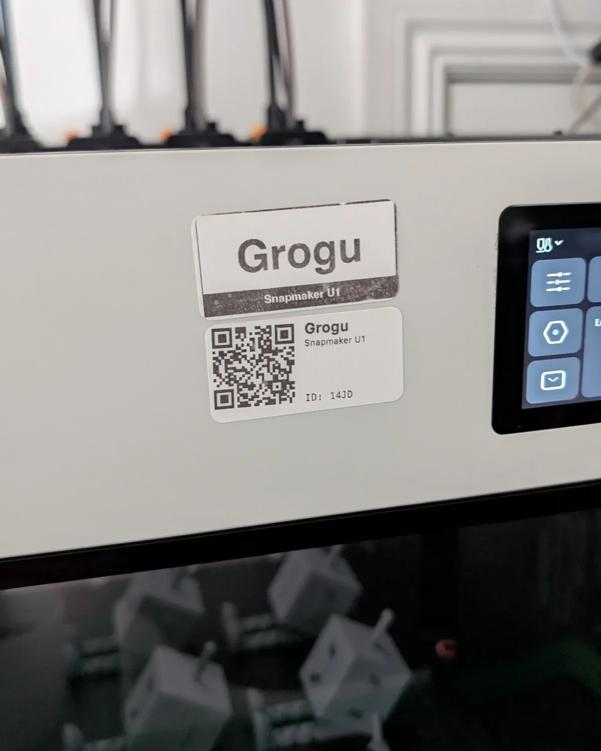 QR-labelled printer in the studio matching its entry in the printers list